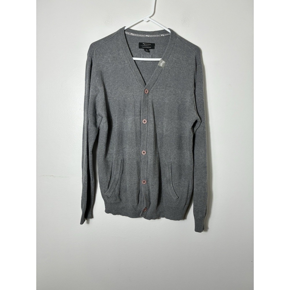 LNG Clothing And Equipment C C Cardigan Mens Large Grey Cotton Academia Preppy